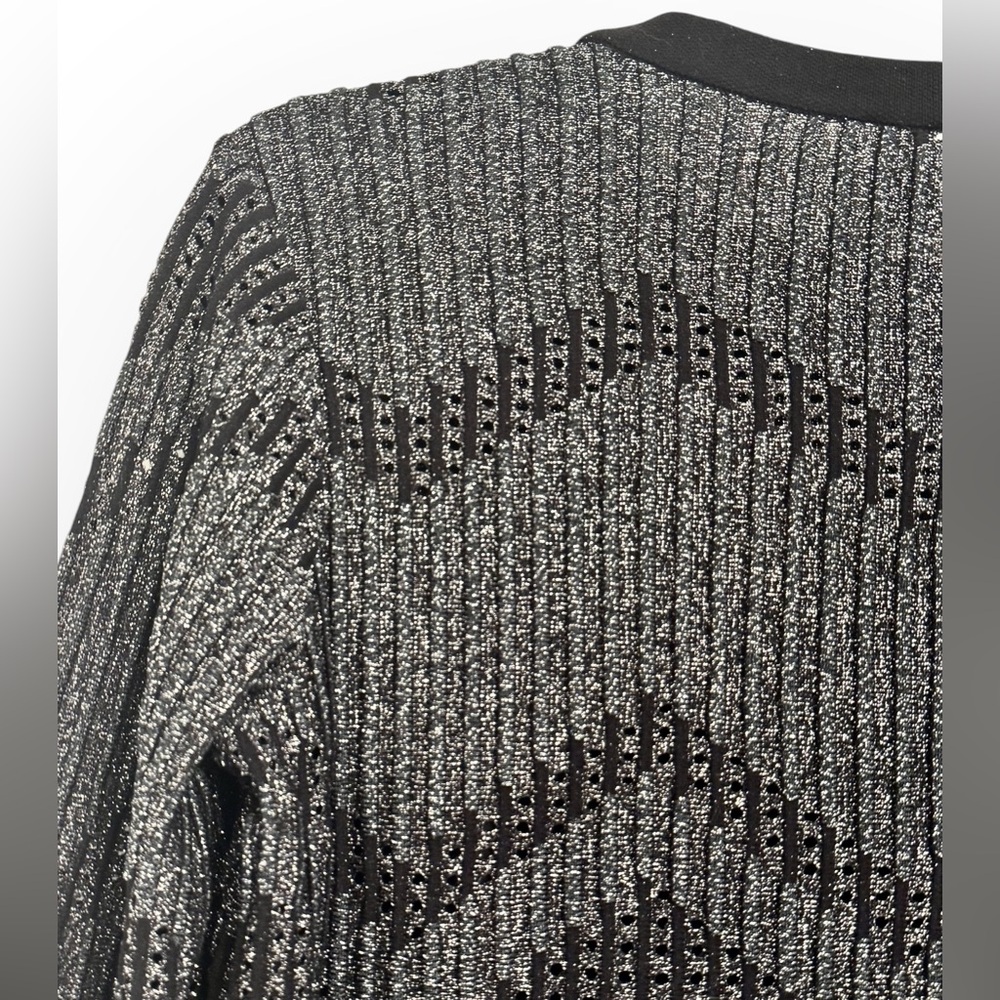 MISSONI $745 Retail Bicolor Mesh Long Sleeve Lurex Dress, Size 38 (US 6/8) - Picture 11 of 16